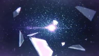 水晶玻璃碎片突然汇聚撞击标志AE模板视频的预览图